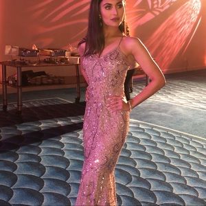 Beaded embroidered midi length gown